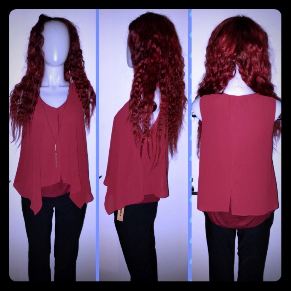 Lily White Merlot/ burgundy colored blouse